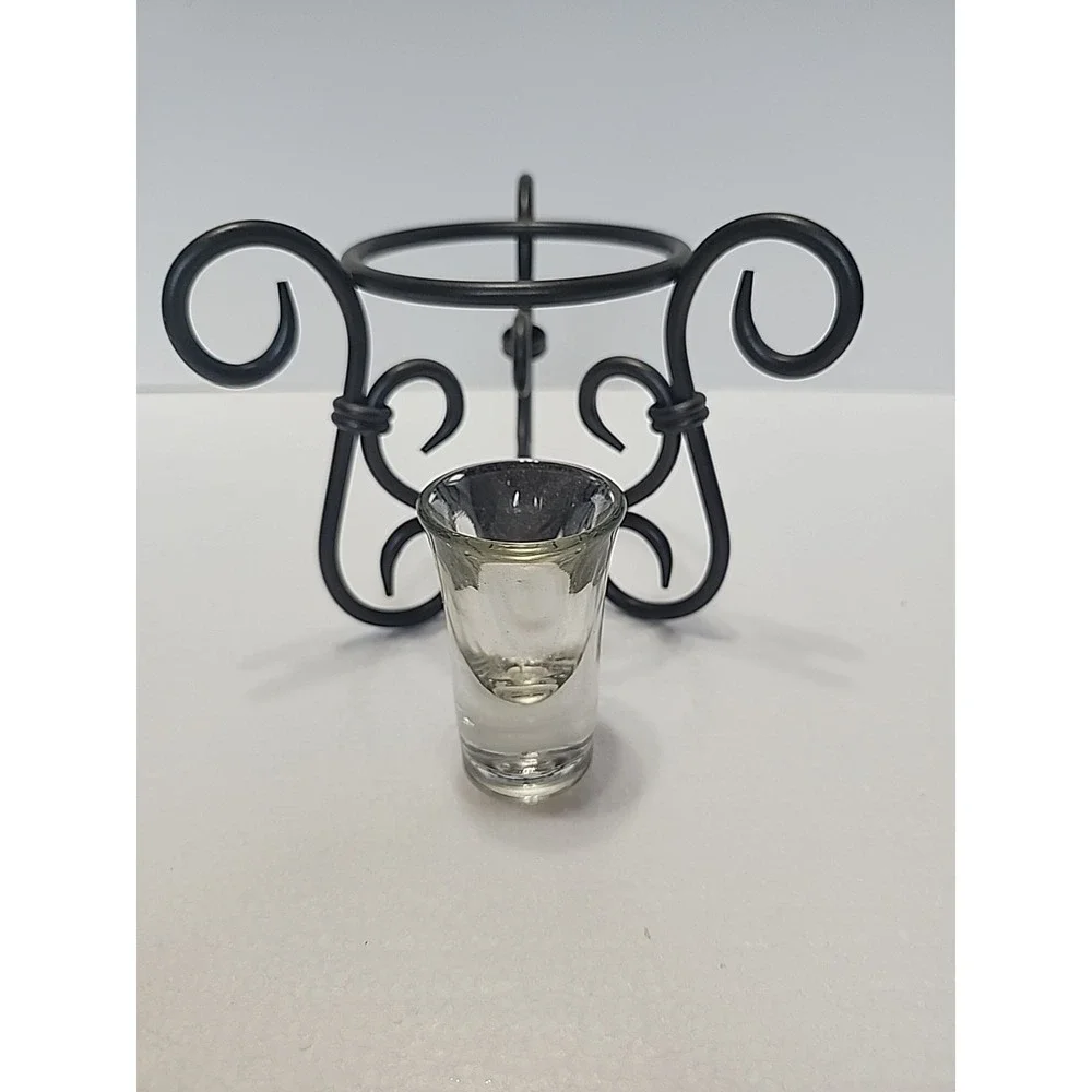 Party Light Wrought Iron Candle Or Wax Melting Base‎ Decorative Scroll Accents